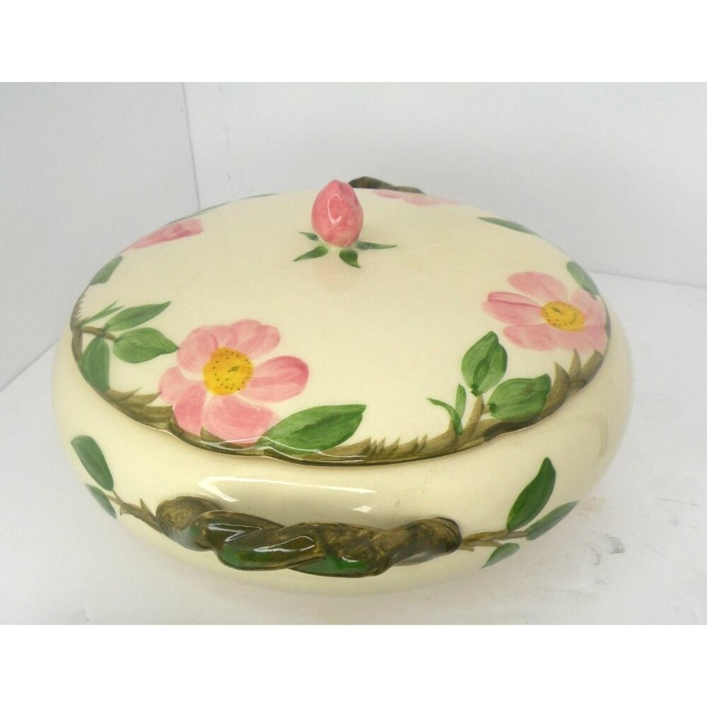 Vintage Authentic Franciscan Desert Rose Hand-Painted Ceramic Covered Casserole